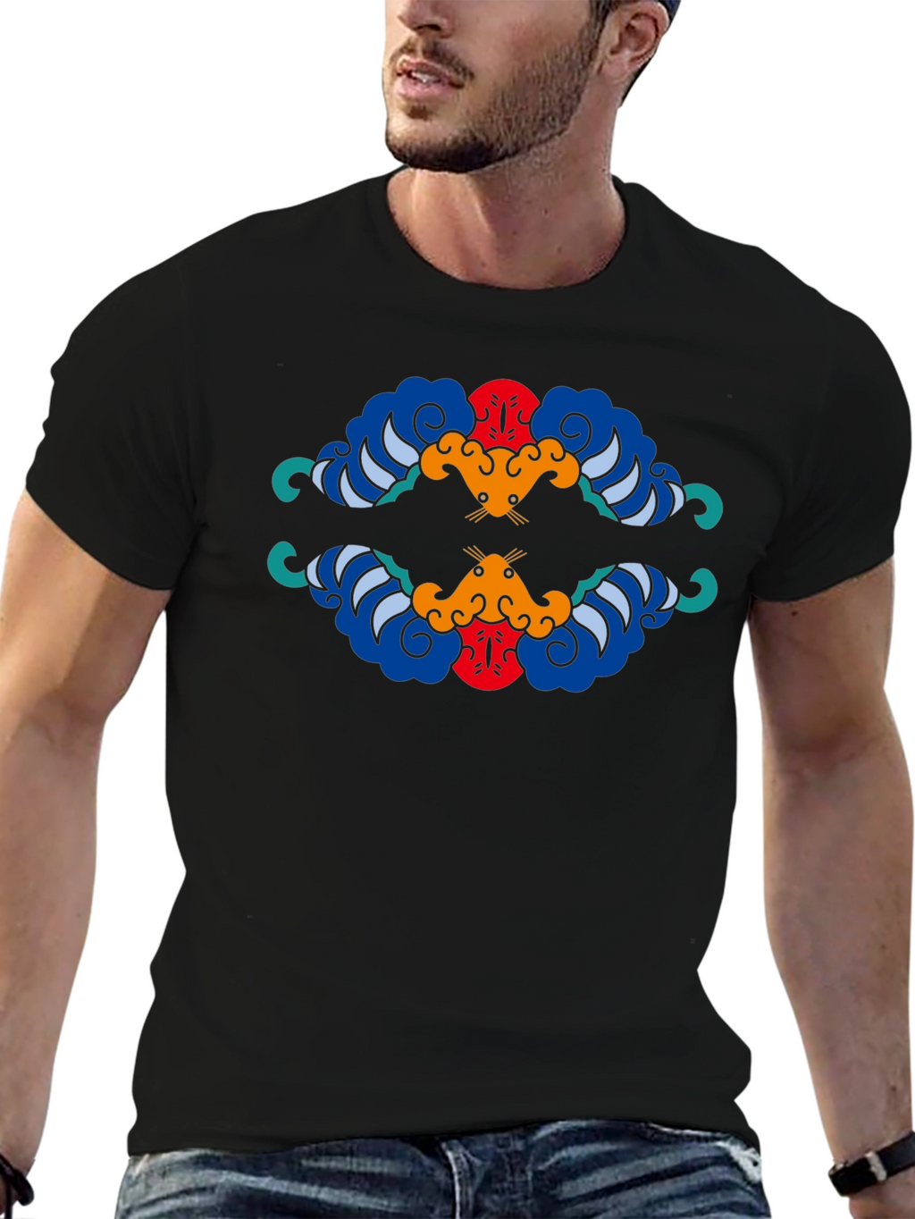 Abstract Graphic Print Black T-Shirt