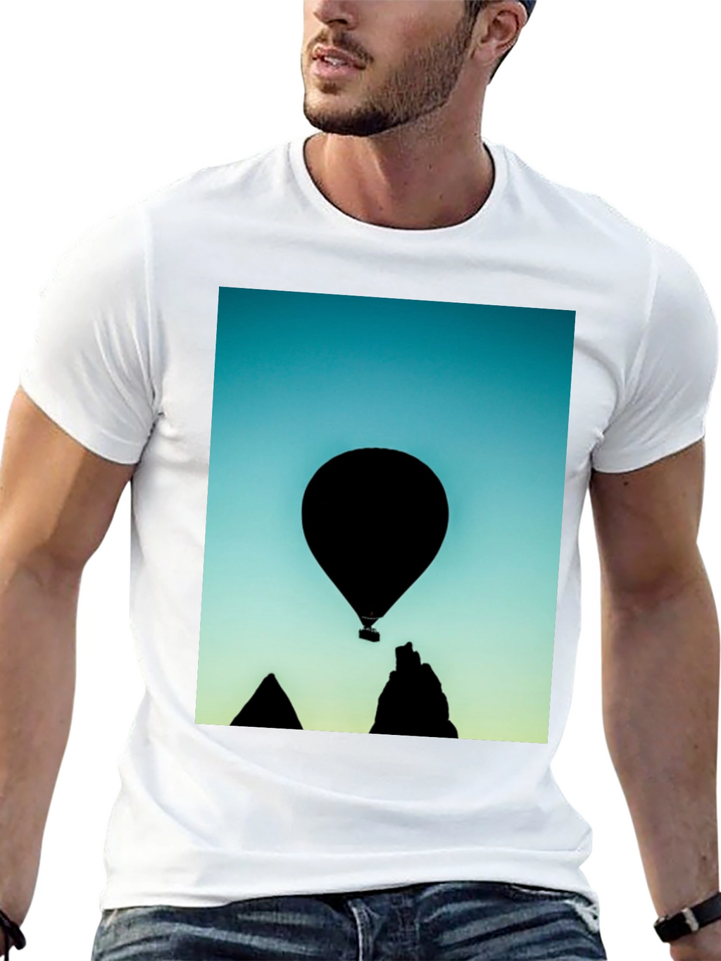 Black Silhouette Balloon Graphic T-Shirt