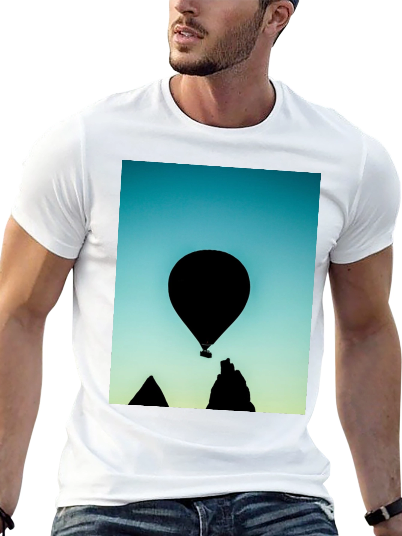 Black Silhouette Balloon Graphic T-Shirt