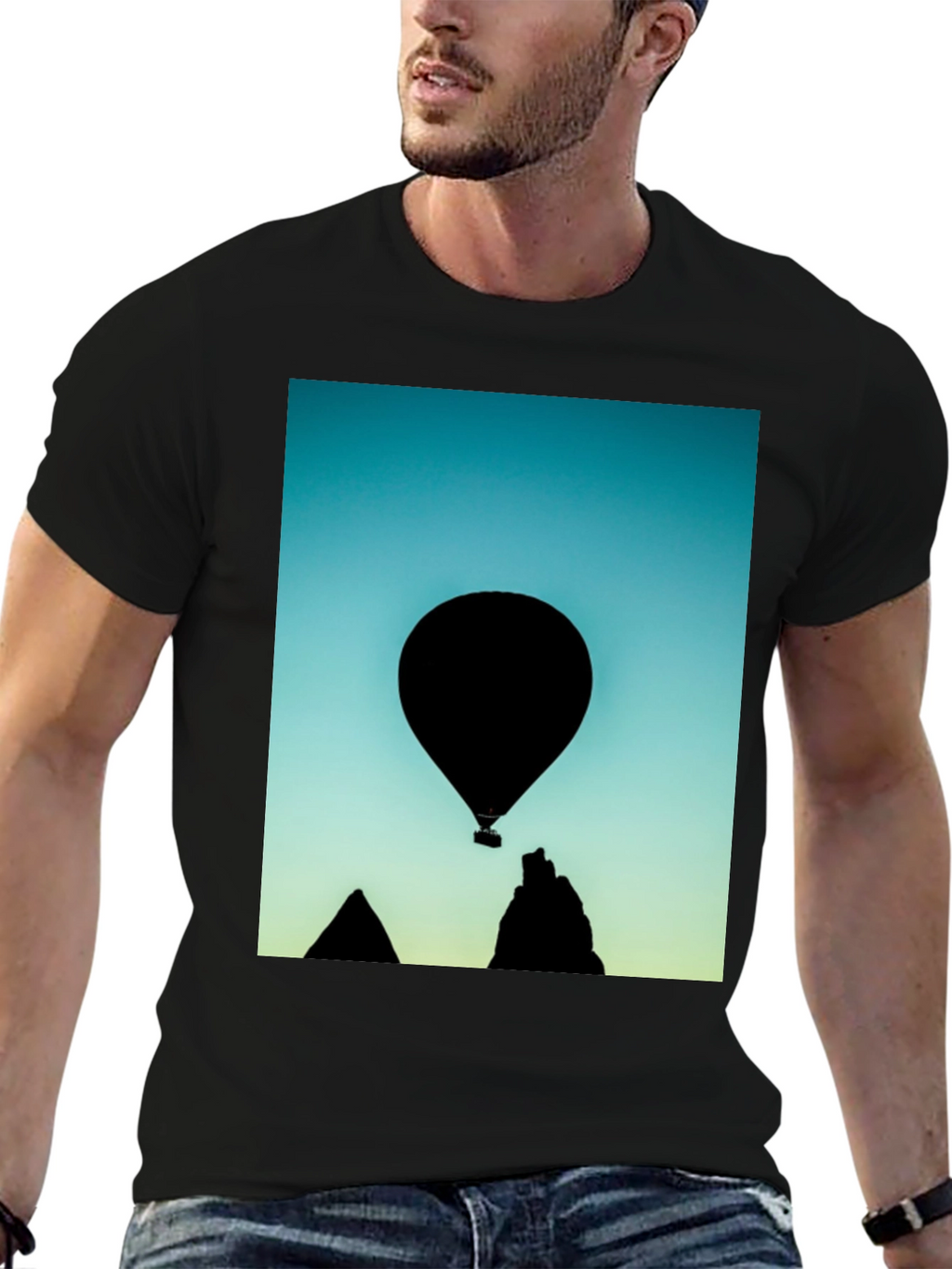 Black Silhouette Balloon Graphic T-Shirt