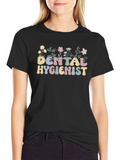 Floral Dental Hygienist T-Shirt Retro Style