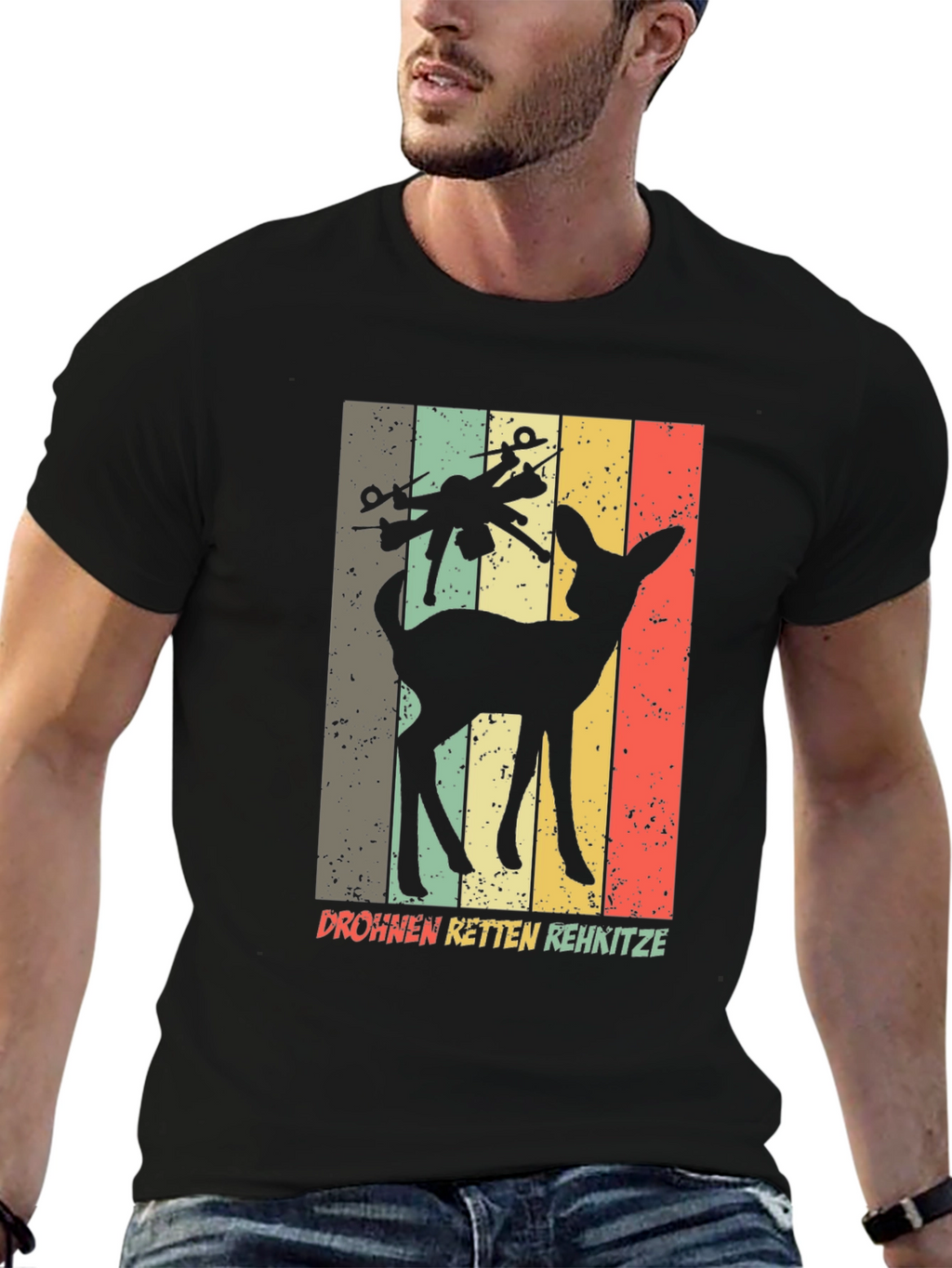 Drone Saves Deer Retro Style T-Shirt