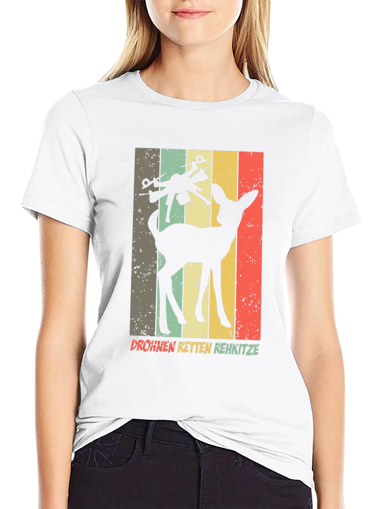 Drone Saves Deer Retro Style T-Shirt