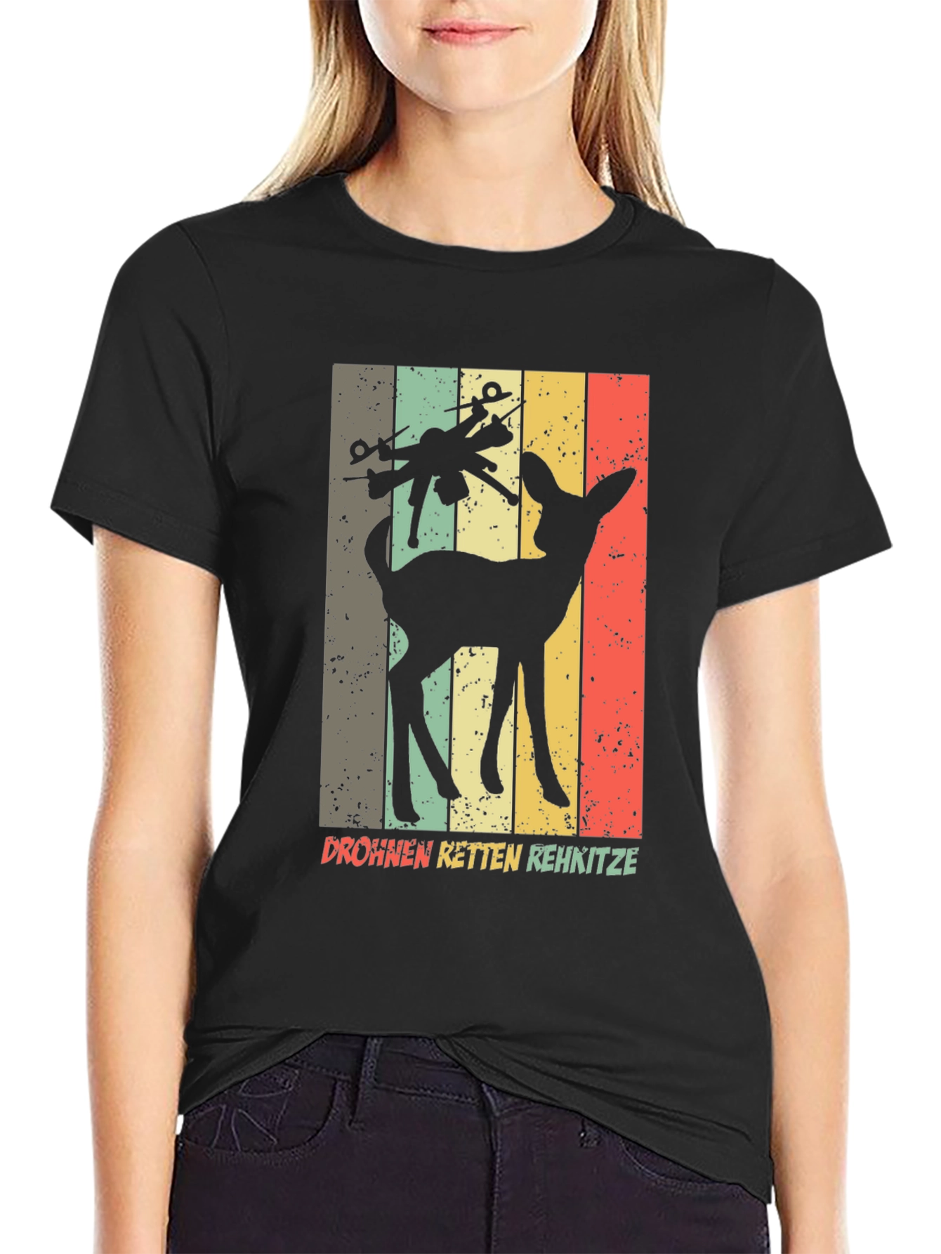 Drone Saves Deer Retro Style T-Shirt