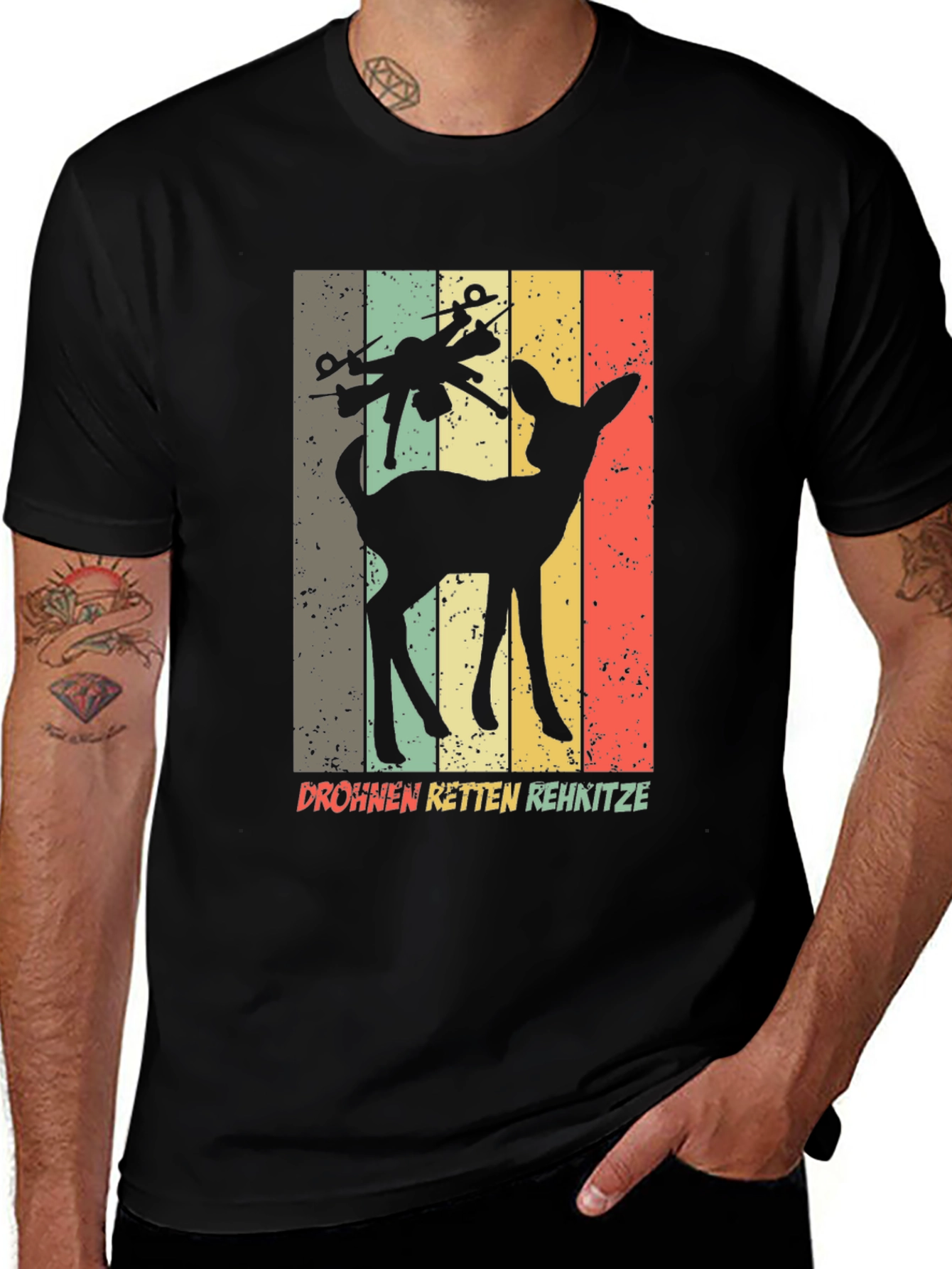 Drone Saves Deer Retro Style T-Shirt