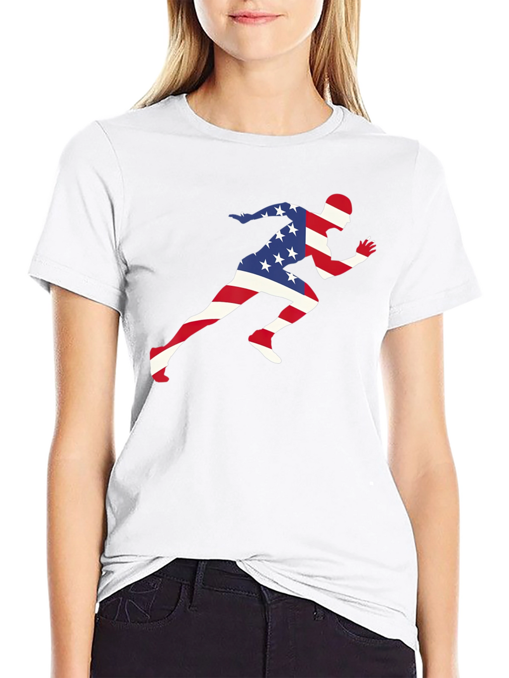 USA Flag Runner T-Shirt - Patriotic Design