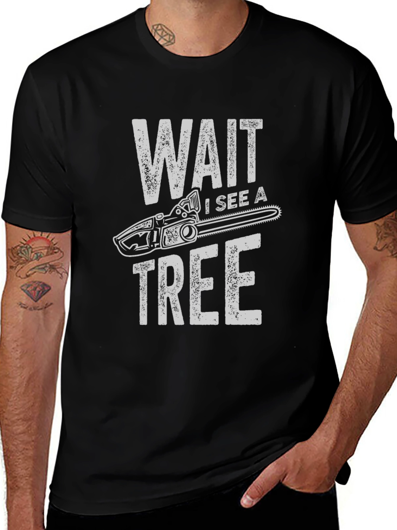 Wait I See a Tree Funny Chainsaw T-Shirt