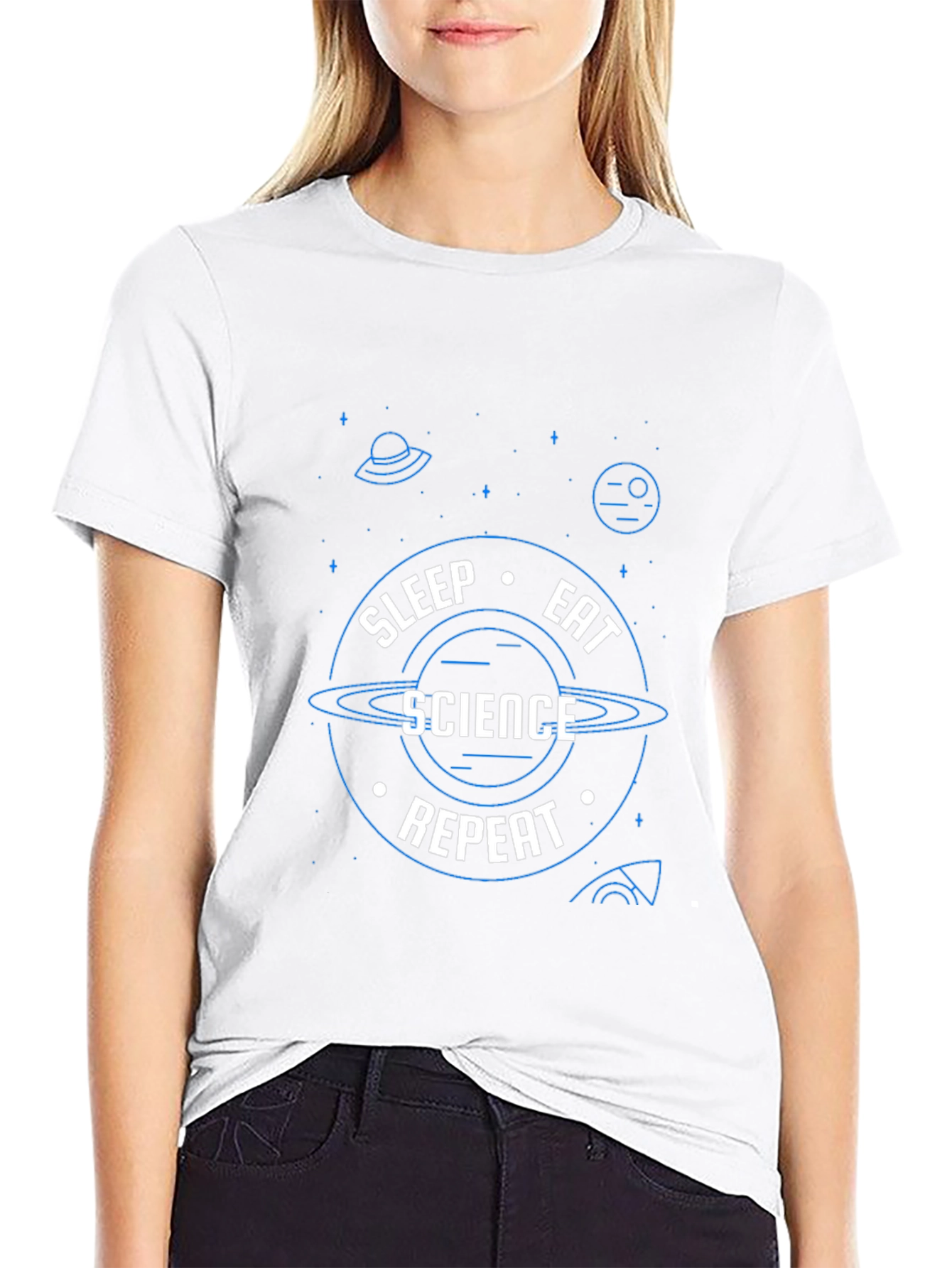 Science Repeat T-Shirt - Black Novelty Graphic Tee