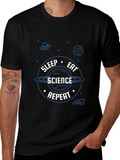 Science Repeat T-Shirt - Black Novelty Graphic Tee