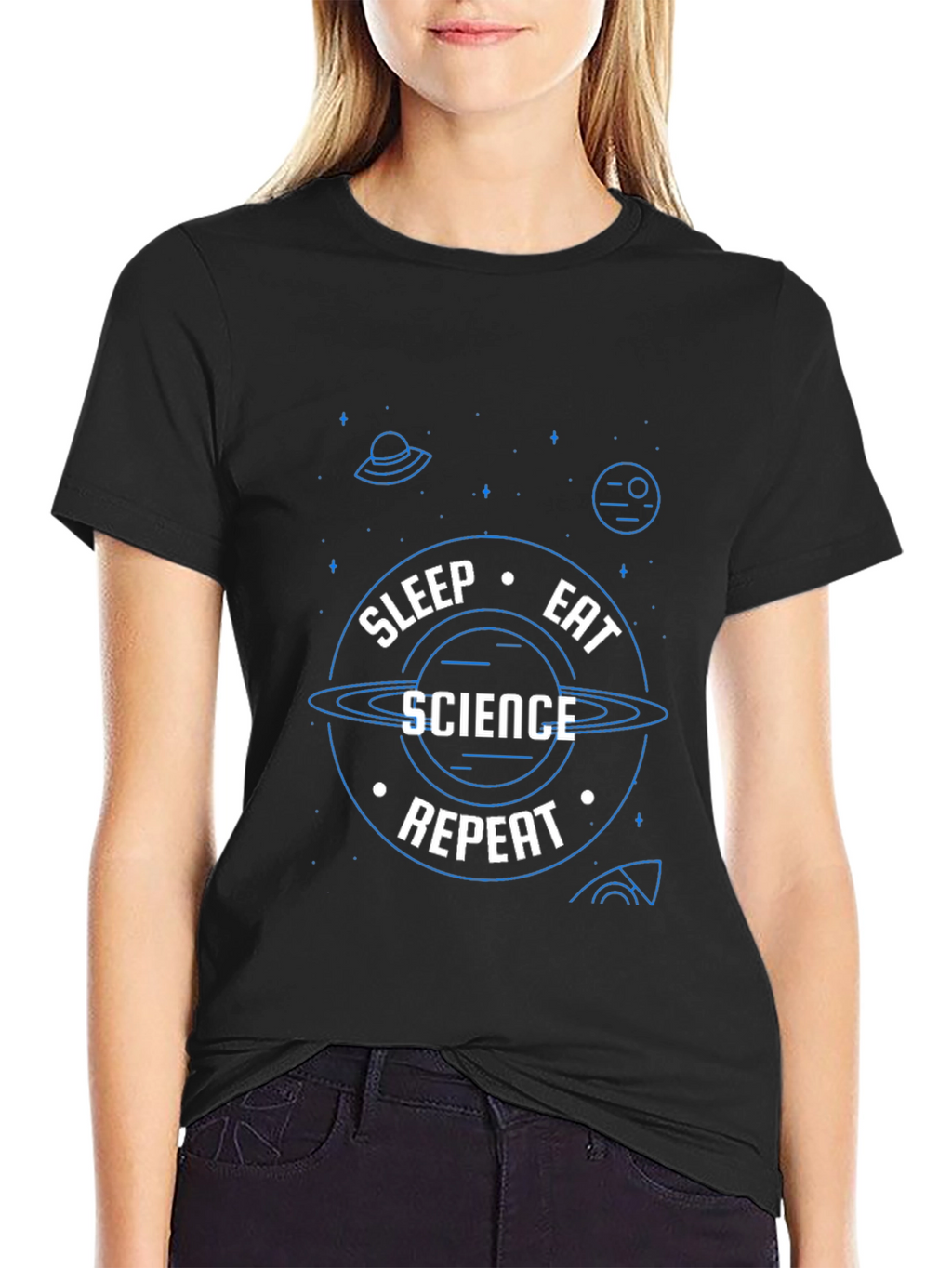 Science Repeat T-Shirt - Black Novelty Graphic Tee