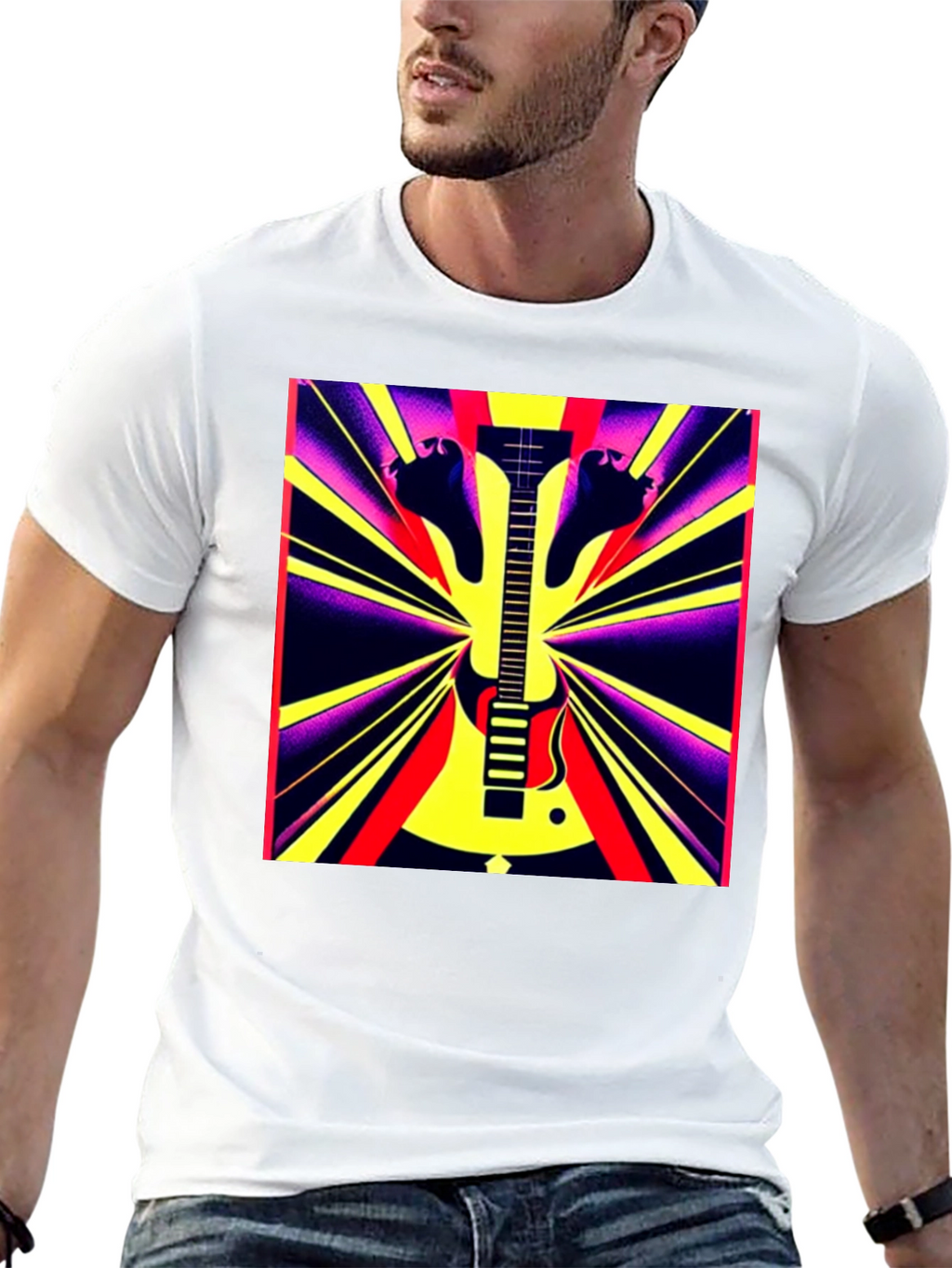 Electric Guitar Graphic Tee - Retro Rock Style