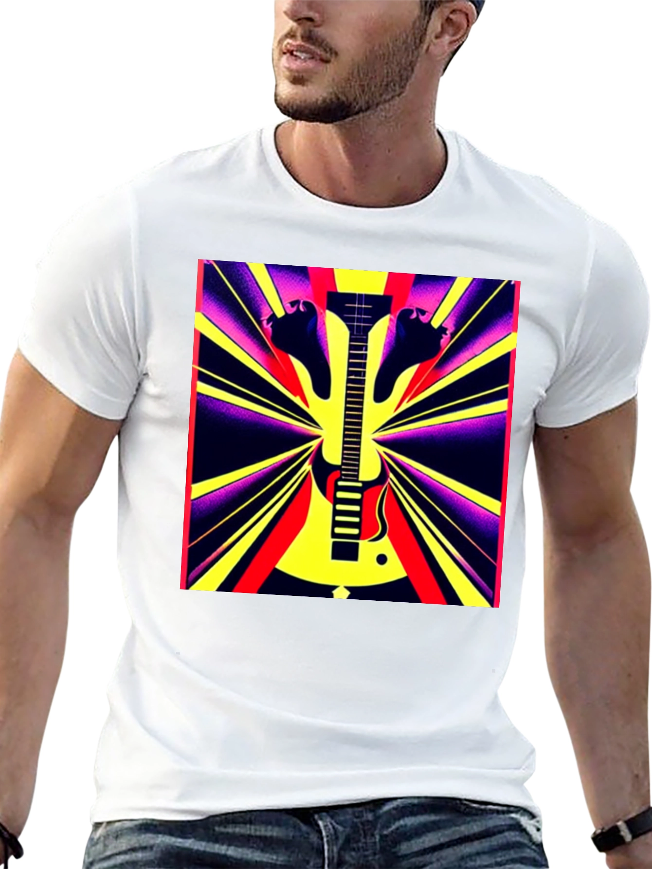 Electric Guitar Graphic Tee - Retro Rock Style