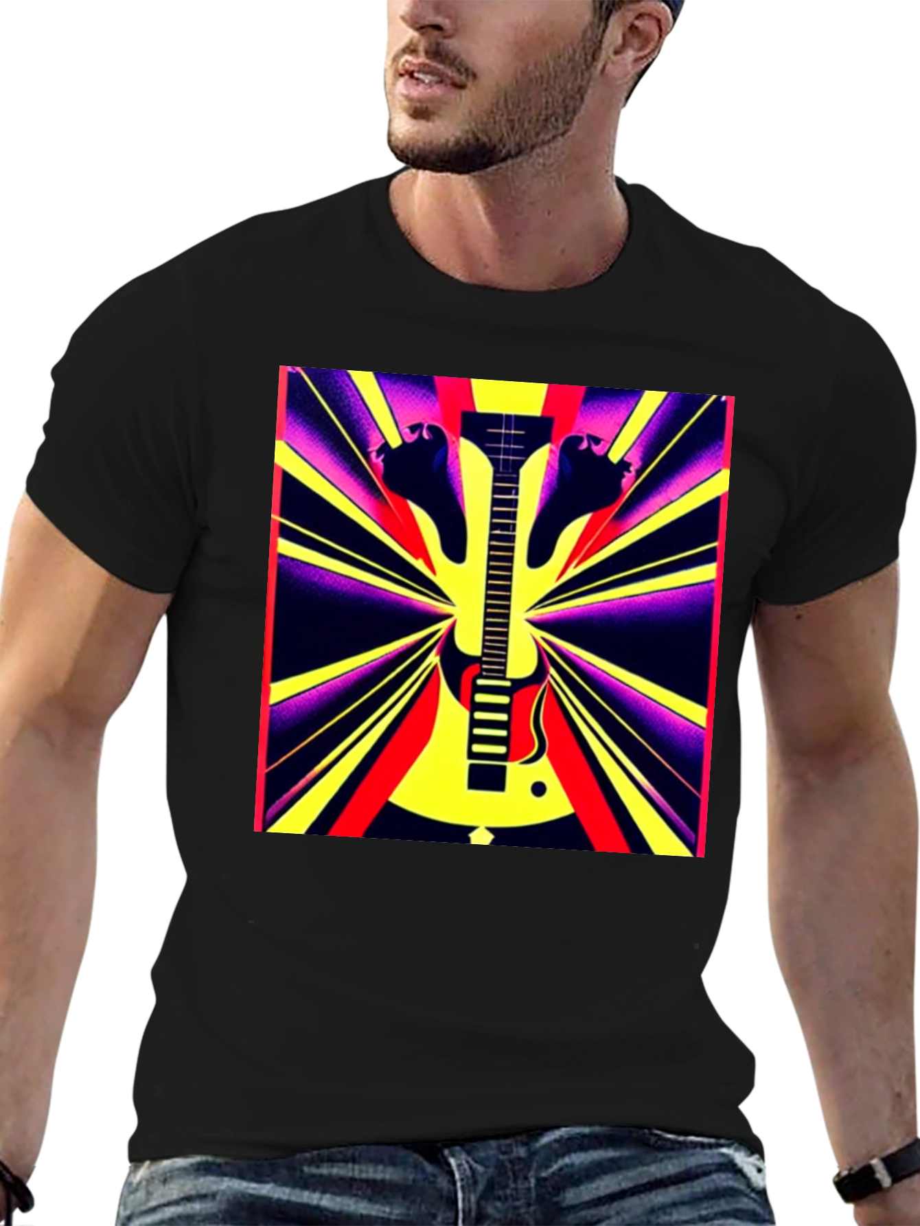 Electric Guitar Graphic Tee - Retro Rock Style