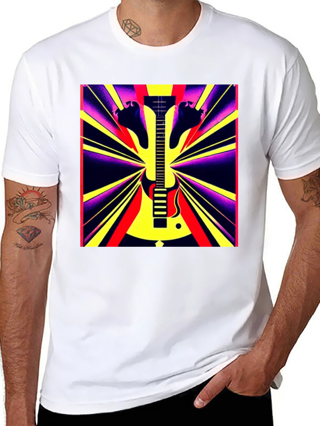Electric Guitar Graphic Tee - Retro Rock Style