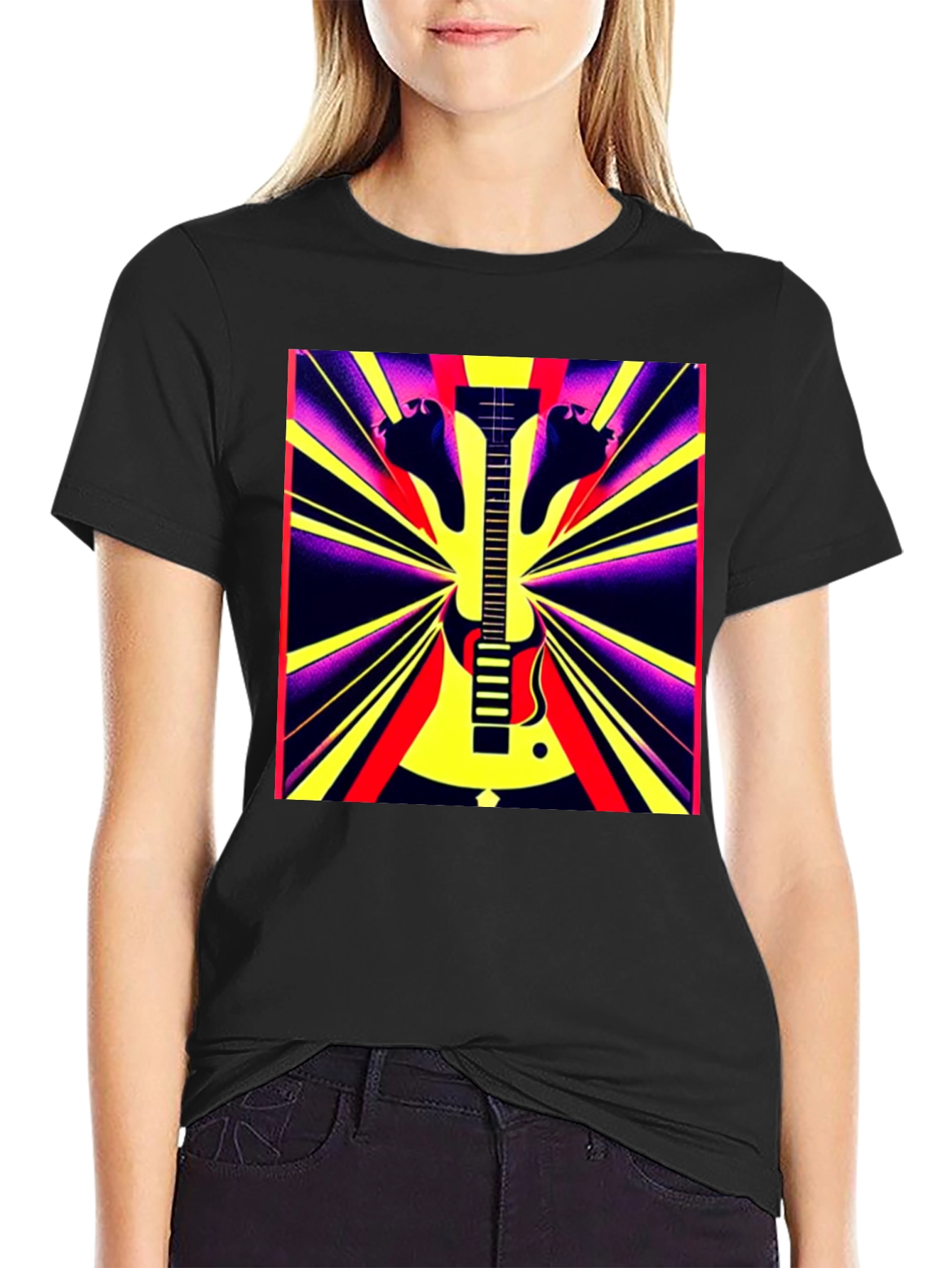 Electric Guitar Graphic Tee - Retro Rock Style