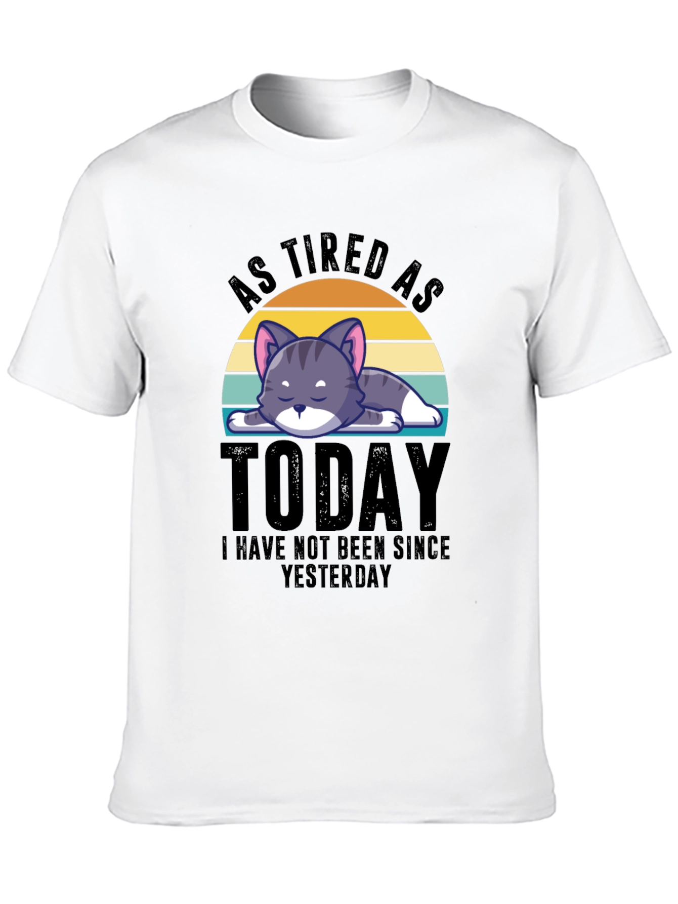 Tired Cat Graphic Tee - As Tired As Today