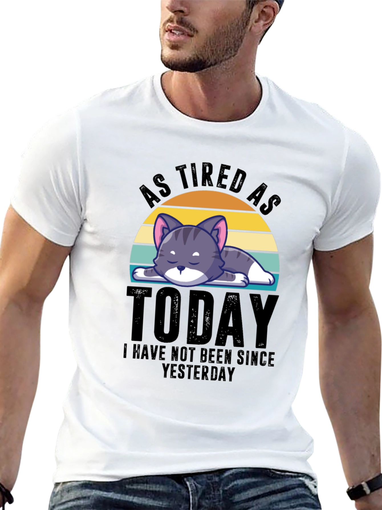 Tired Cat Graphic Tee - As Tired As Today