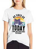 Tired Cat Graphic Tee - As Tired As Today