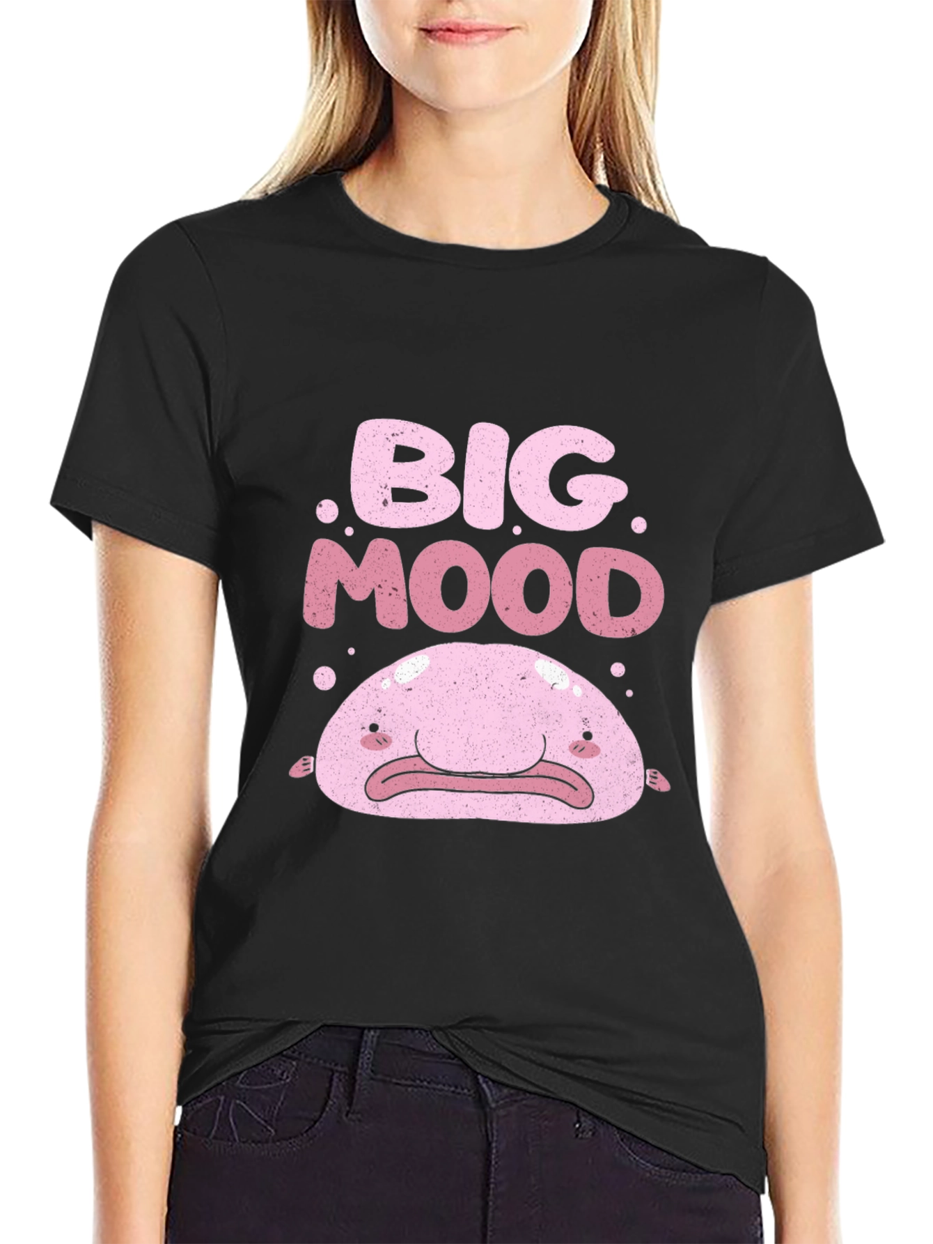 Big Mood Blobfish Graphic Tee - Black T-Shirt