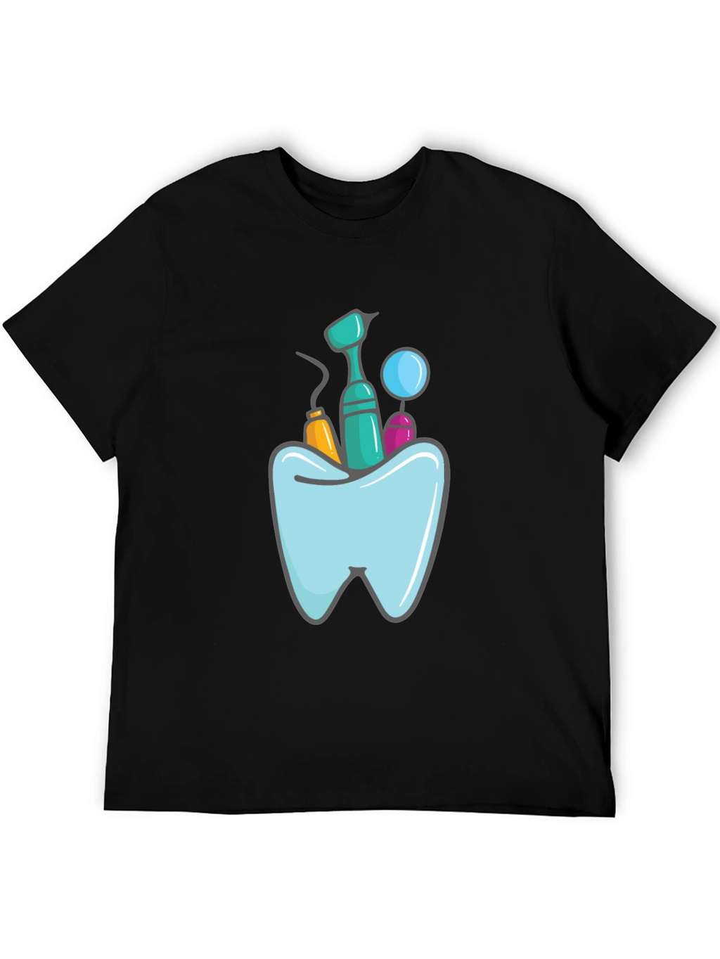 Dentist Tools Graphic Print Black T-Shirt