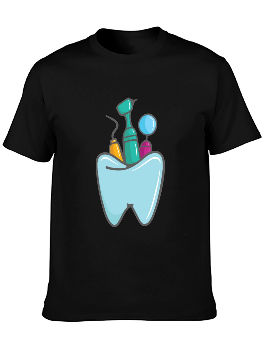 Dentist Tools Graphic Print Black T-Shirt