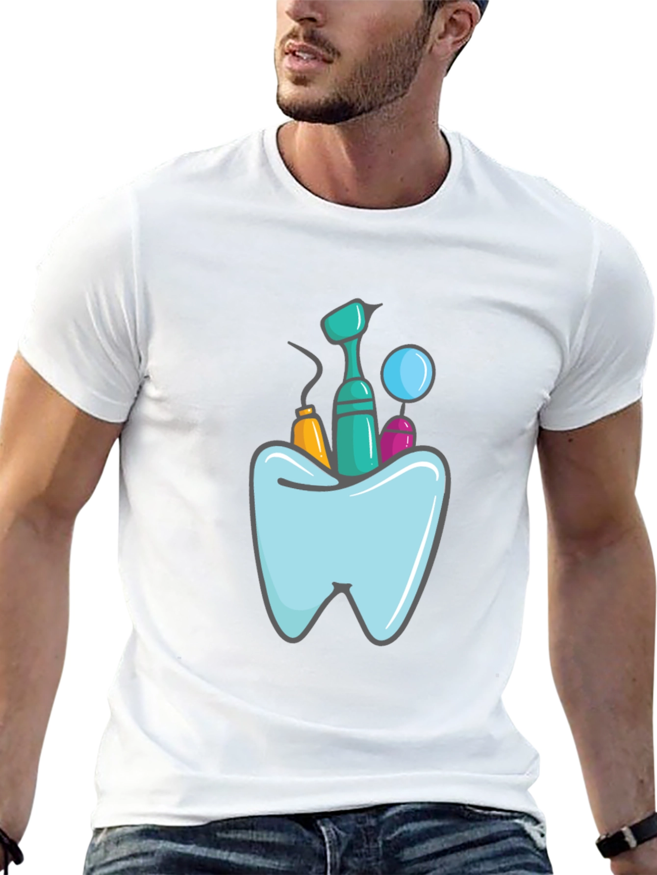 Dentist Tools Graphic Print Black T-Shirt