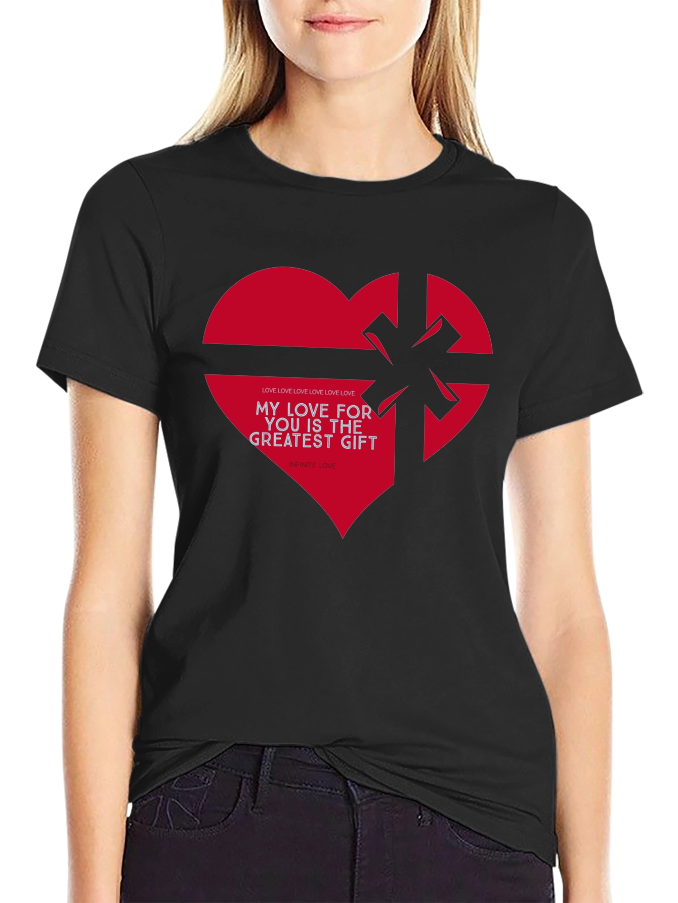 Love Gift T-Shirt: Heart & Ribbon Graphic Tee