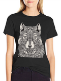 Wolf Graphic Black T-Shirt for Men