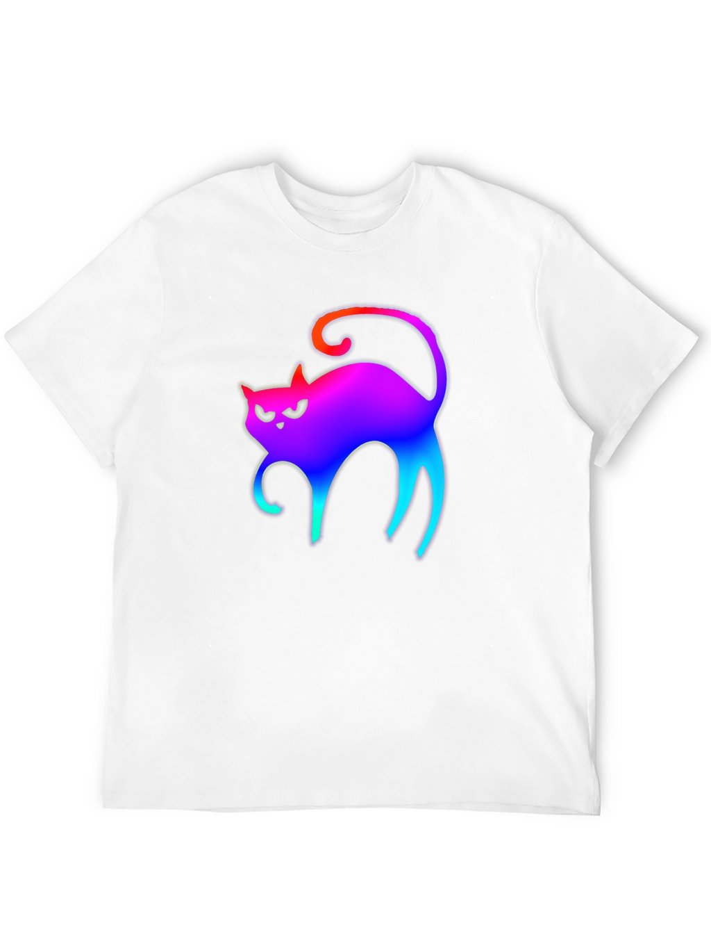 Rainbow Cat Graphic Tee - Black Cotton T-Shirt