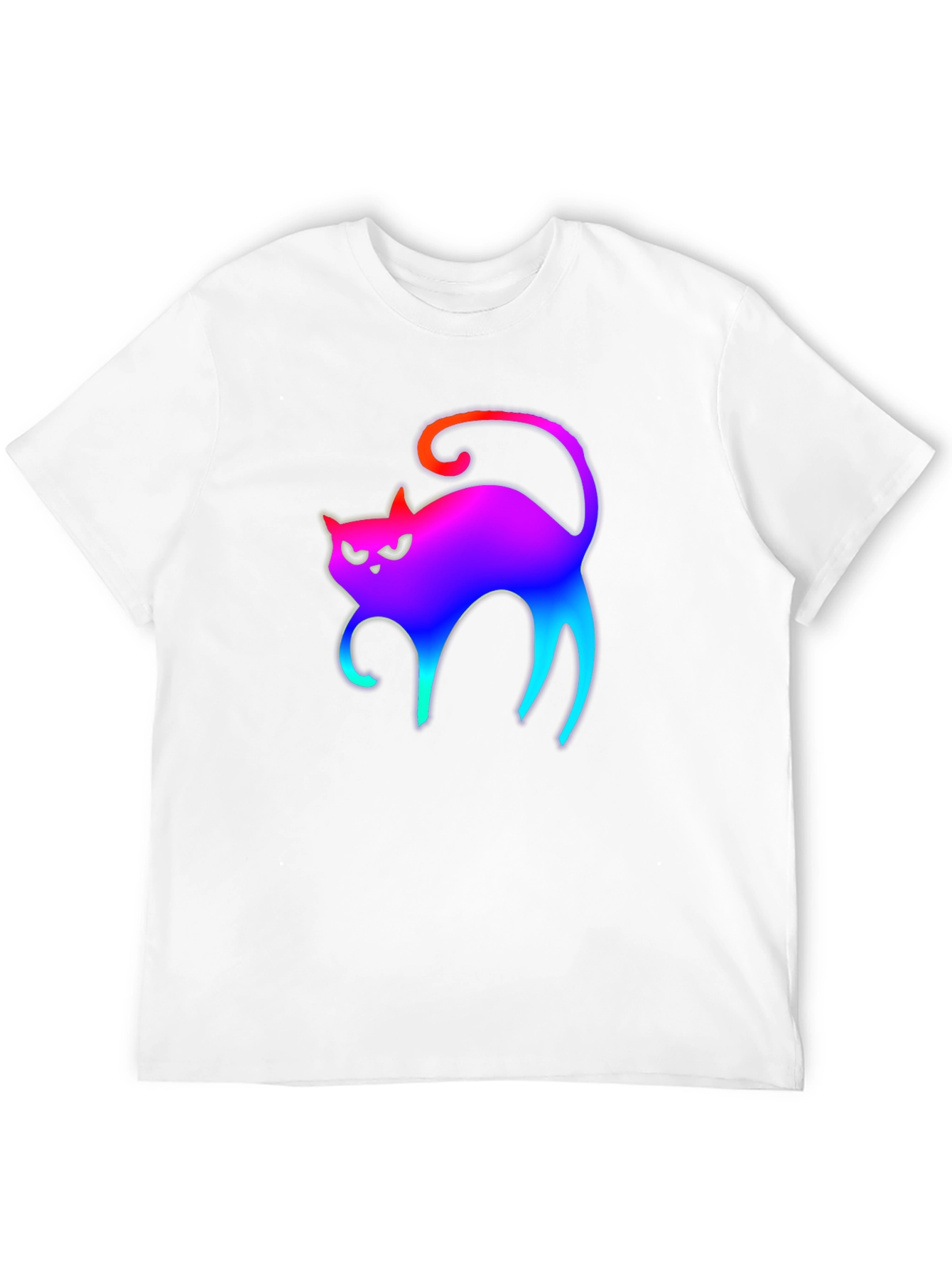 Rainbow Cat Graphic Tee - Black Cotton T-Shirt