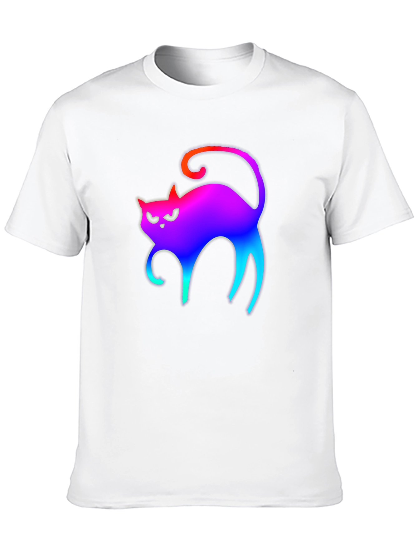 Rainbow Cat Graphic Tee - Black Cotton T-Shirt