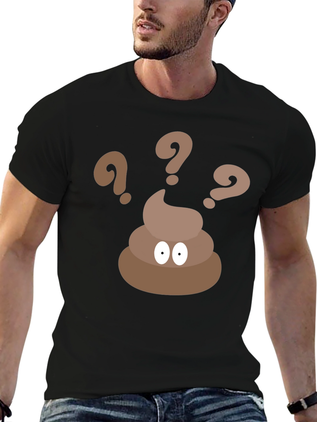 Poop Emoji Question Black T-Shirt
