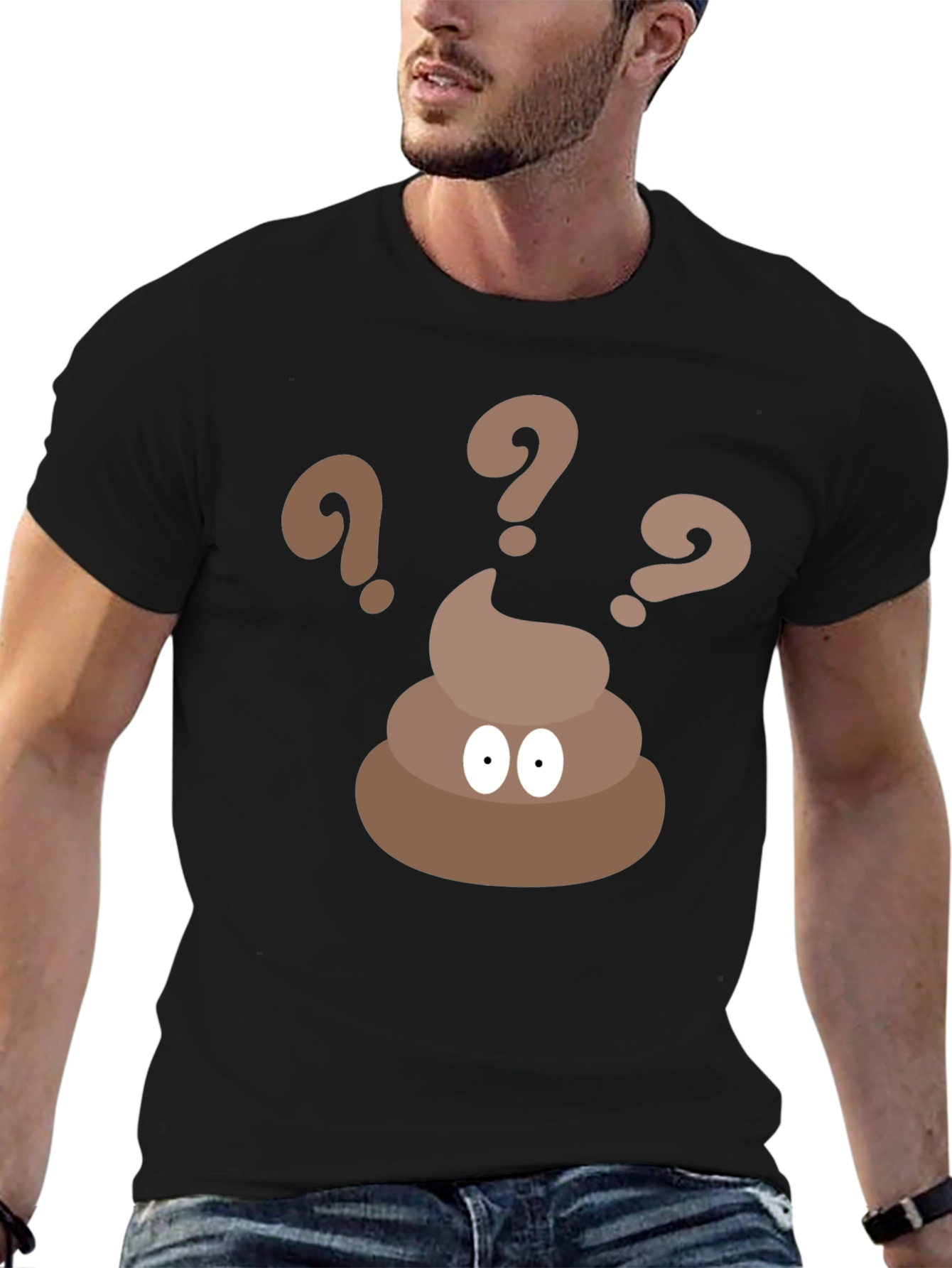 Poop Emoji Question Black T-Shirt