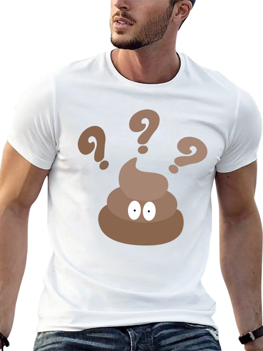 Poop Emoji Question Black T-Shirt
