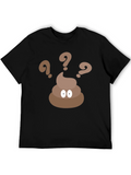 Poop Emoji Question Black T-Shirt