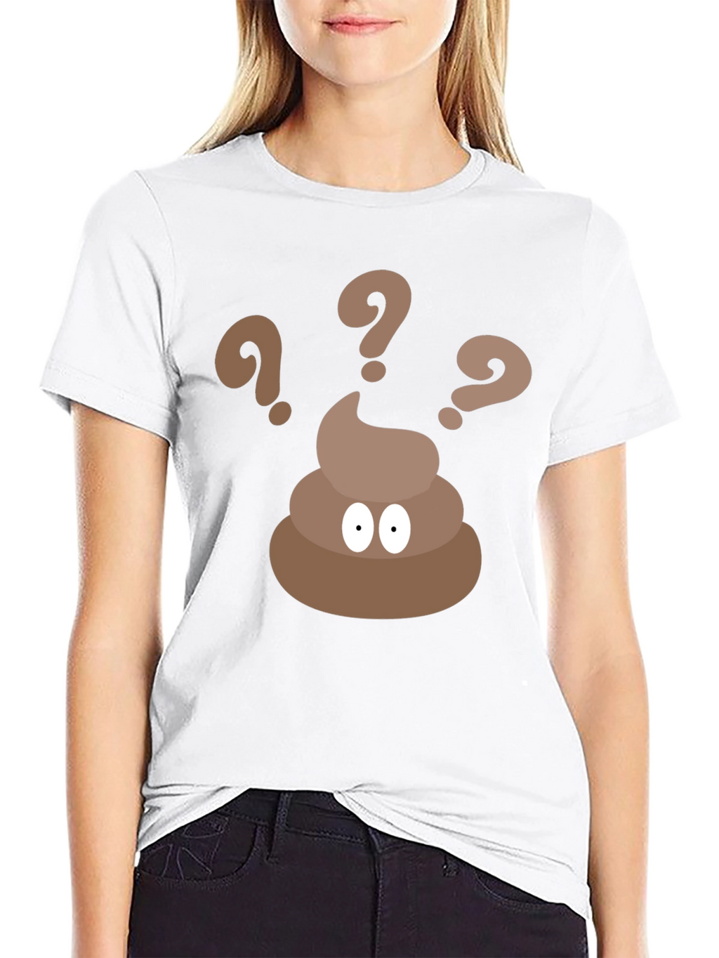 Poop Emoji Question Black T-Shirt