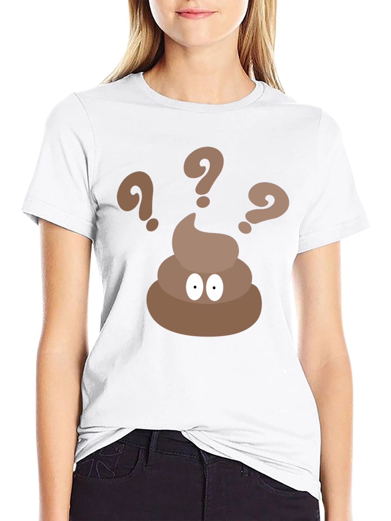 Poop Emoji Question Black T-Shirt