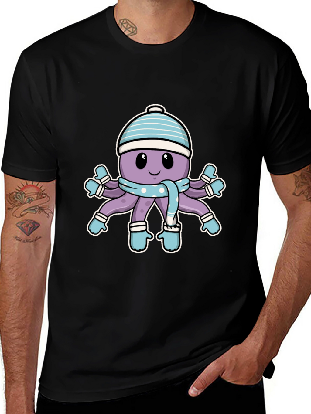 Winter Octopus T-Shirt - Cute Cartoon Design