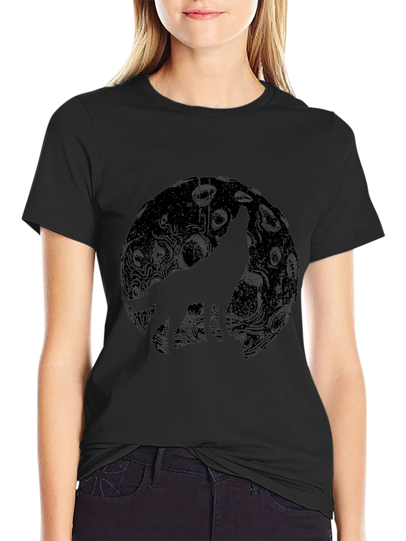 Wolf Moon Black Graphic Tee