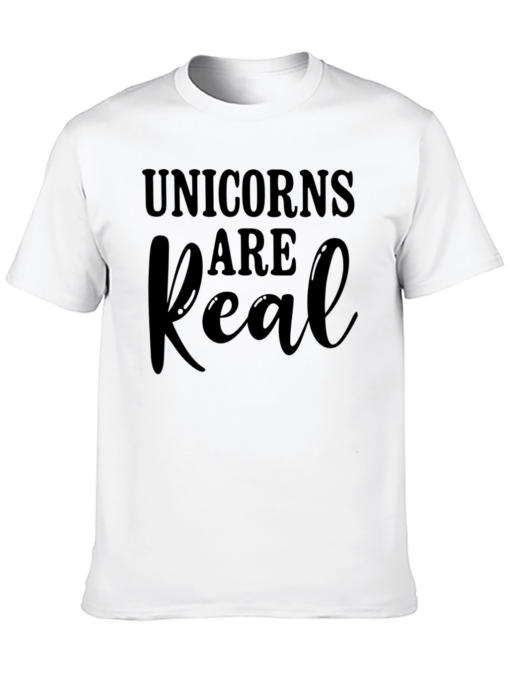Unicorns Are Real Black Cotton T-Shirt