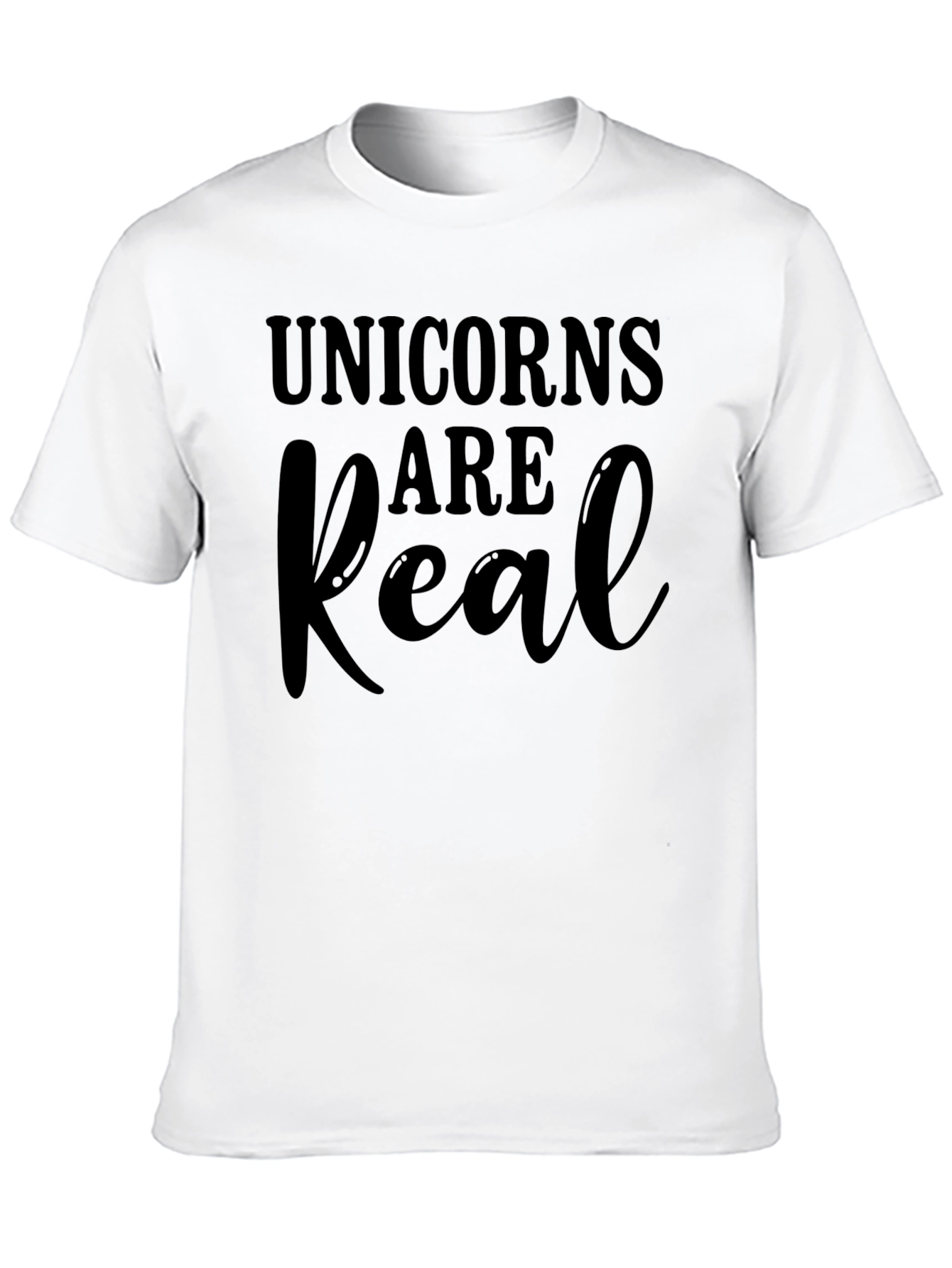 Unicorns Are Real Black Cotton T-Shirt