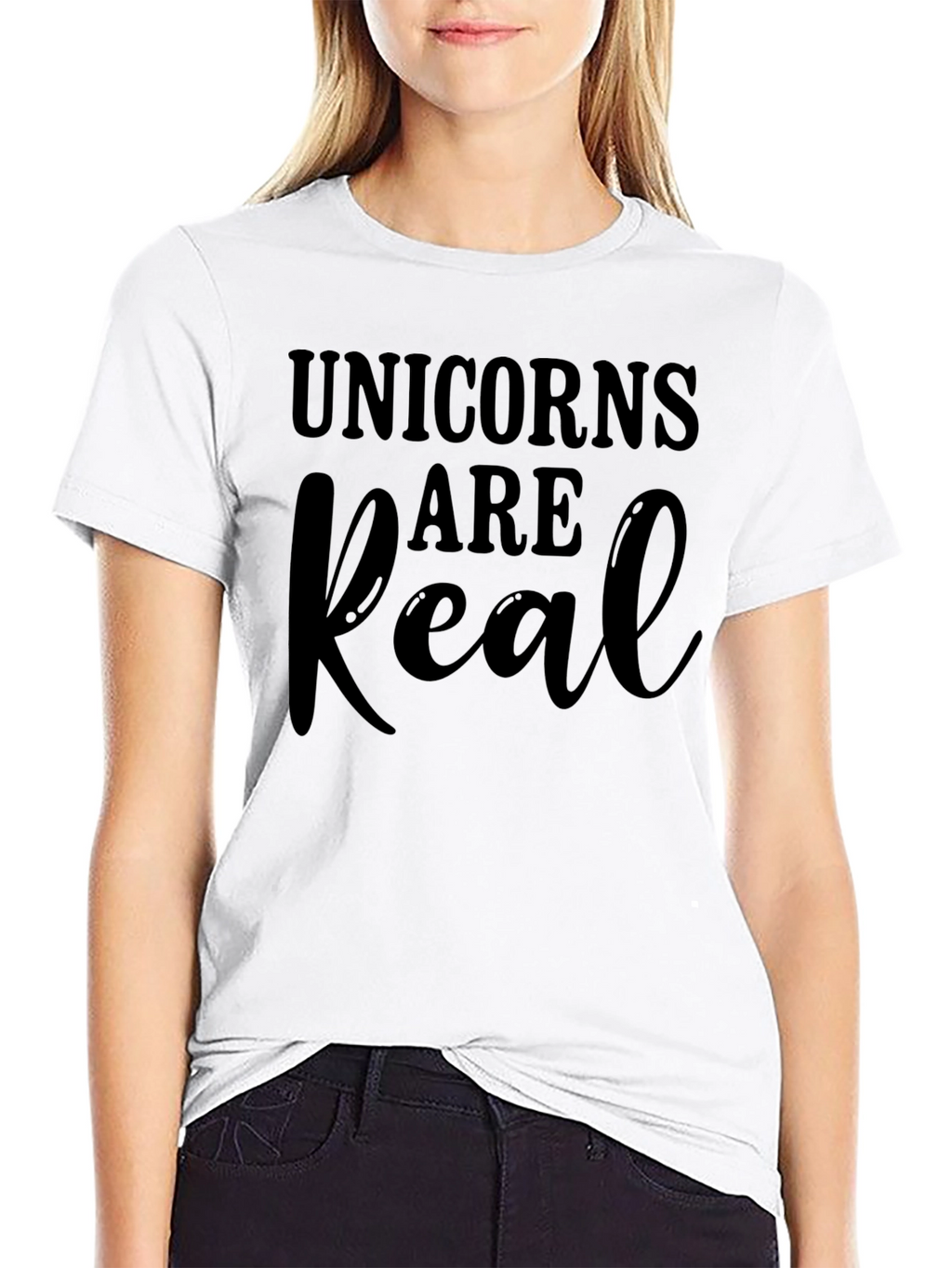 Unicorns Are Real Black Cotton T-Shirt