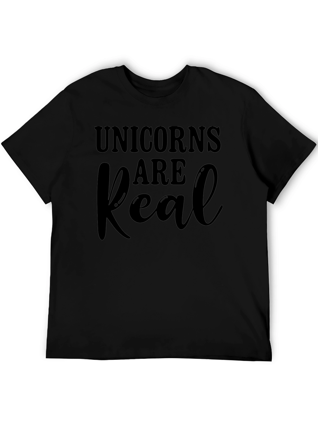 Unicorns Are Real Black Cotton T-Shirt