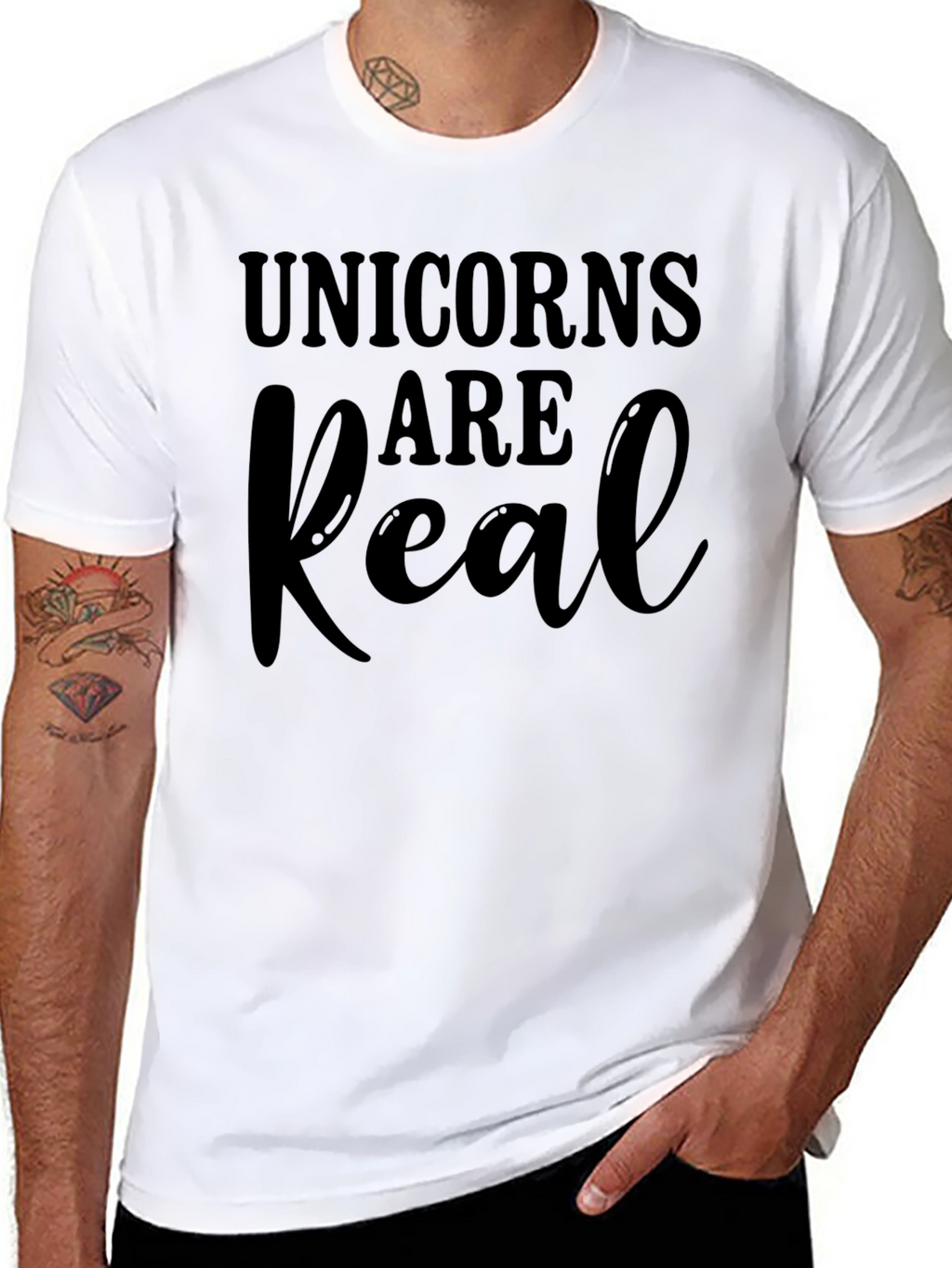 Unicorns Are Real Black Cotton T-Shirt