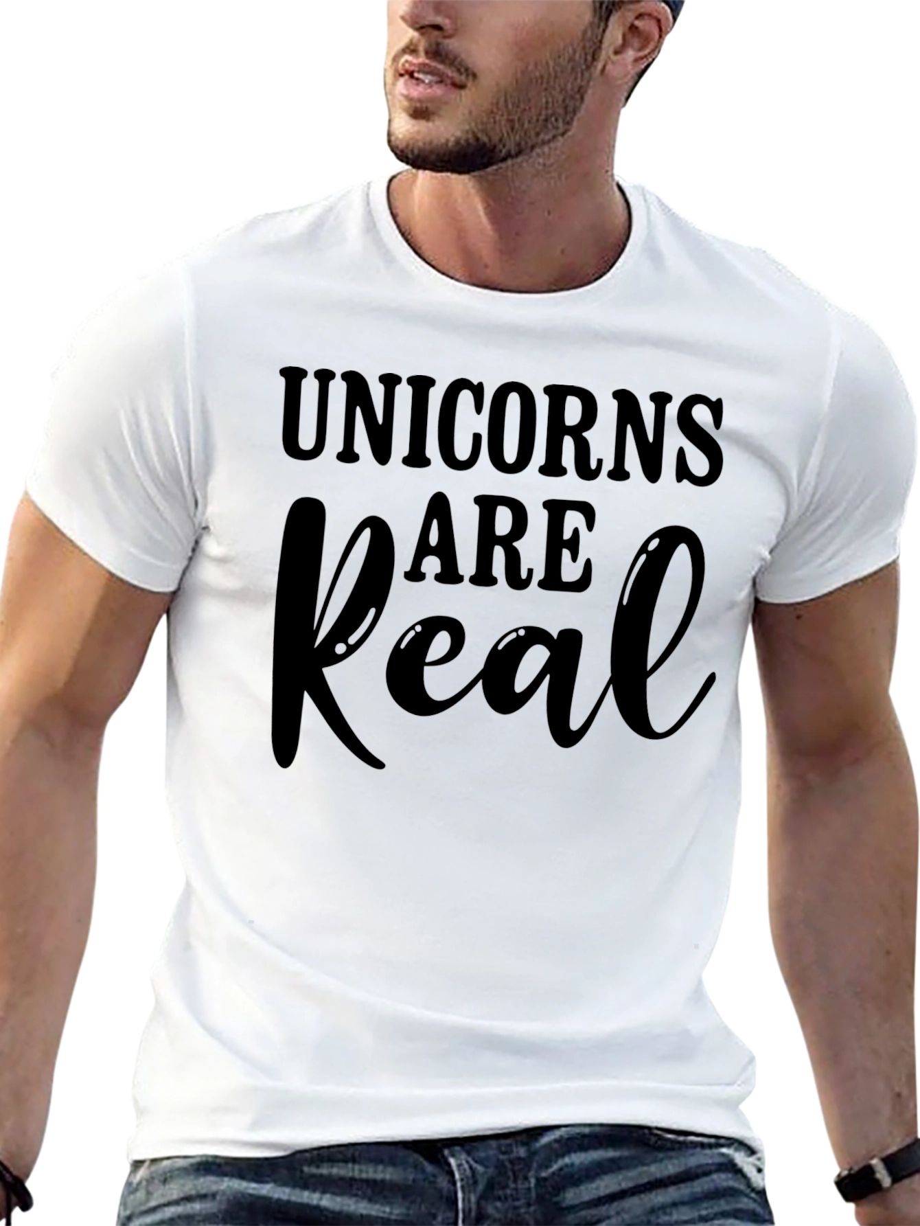 Unicorns Are Real Black Cotton T-Shirt