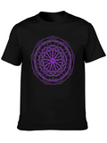 Abstract Purple Graphic Print Black T-Shirt