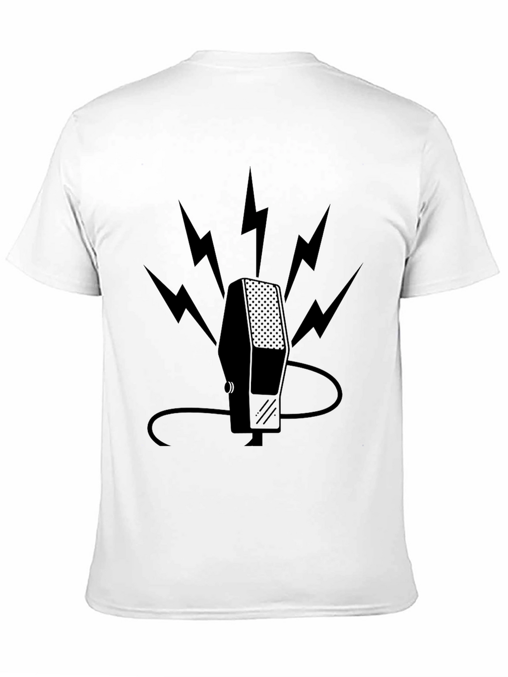Retro Microphone Bolt Graphic Tee - Black