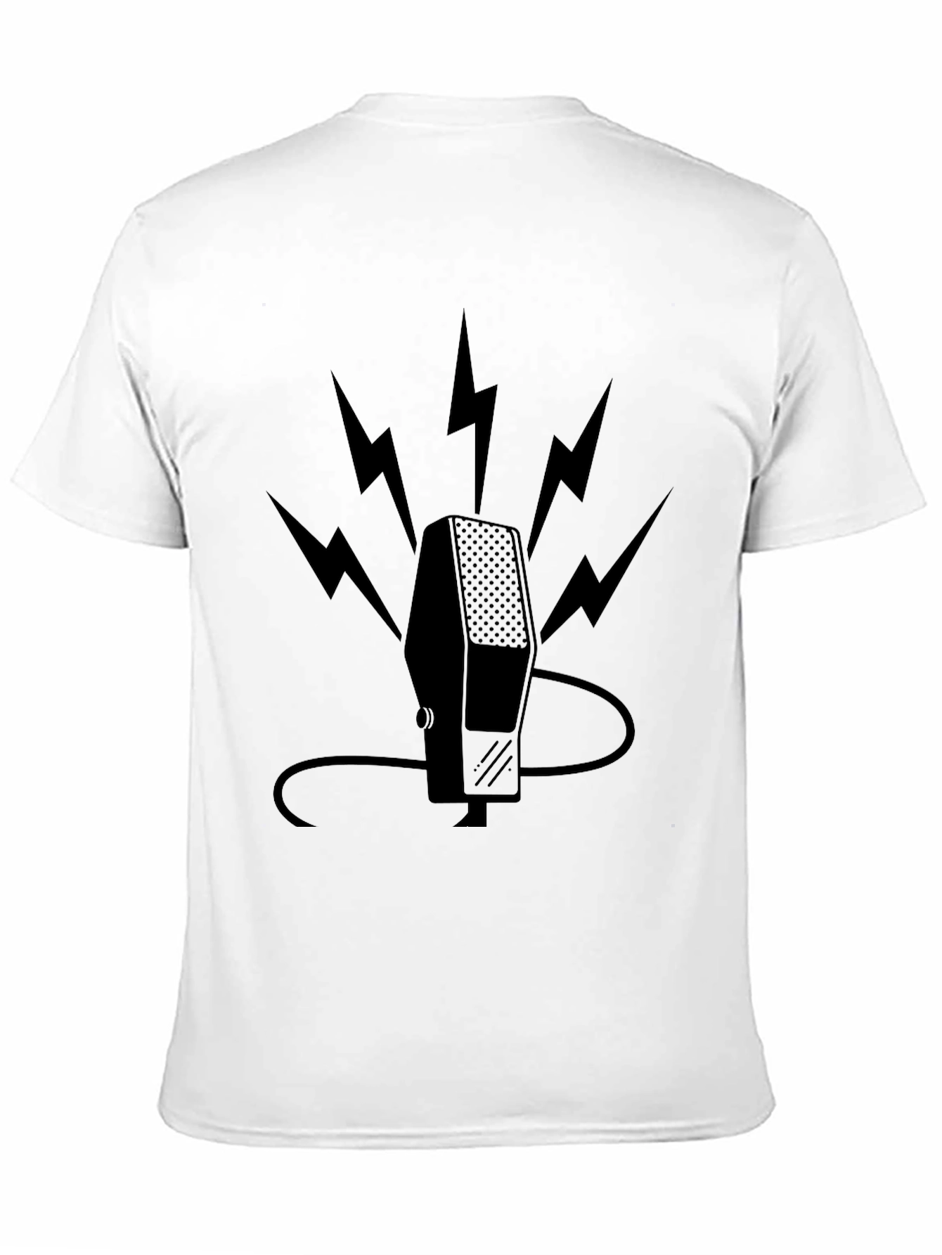 Retro Microphone Bolt Graphic Tee - Black