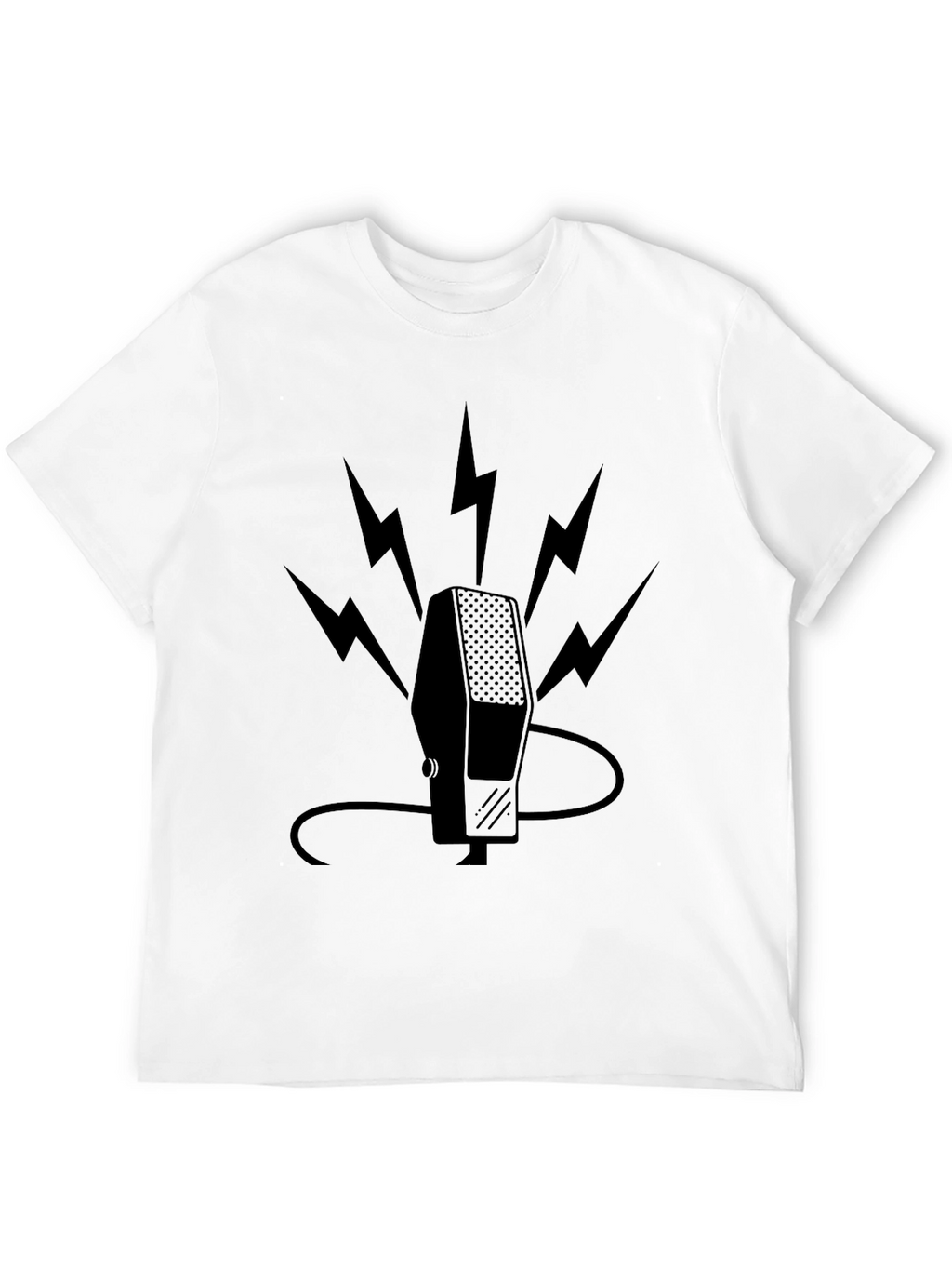 Retro Microphone Bolt Graphic Tee - Black