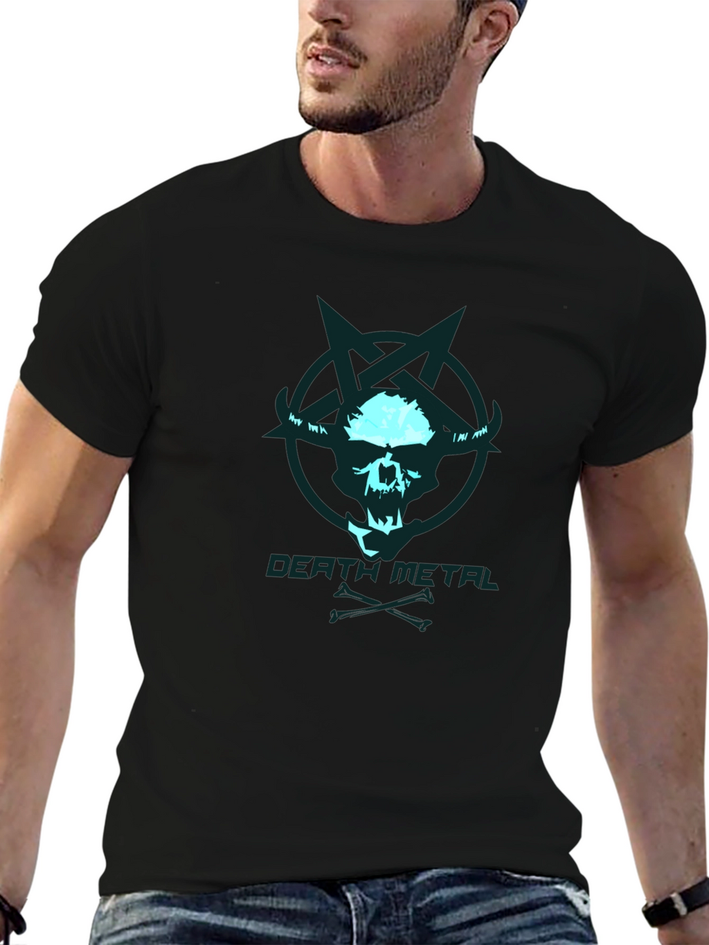 Death Metal Skull Graphic T-Shirt